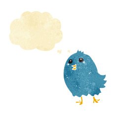 cartoon bluebird with thought bubble N10