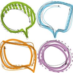 Collection Hand Drawn Doodle Style Speech Bubbles white background