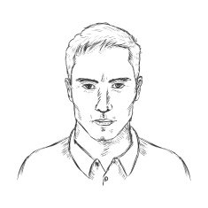 Vector Single Sketch Male Face Men Hairstyle N6