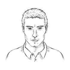 Vector Single Sketch Male Face Men Hairstyle N7
