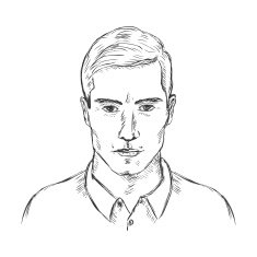 Vector Single Sketch Male Face Men Hairstyle N8