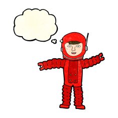 cartoon astronaut with thought bubble N135