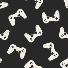 Doodle Joystick seamless pattern background N3