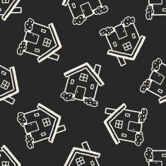 doodle house seamless pattern background N37