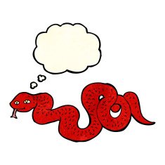 cartoon snake with thought bubble N98
