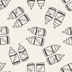 ketchup doodle seamless pattern background N4