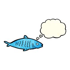 cartoon fish with thought bubble N112