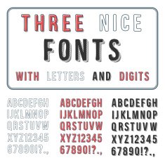 Hand Drawn Font Set Handwriting Alphabet ABC with Digits Vect N2