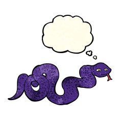 cartoon snake with thought bubble N99