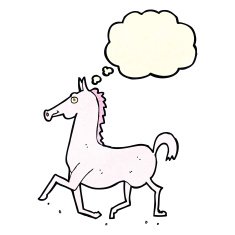 cartoon horse with thought bubble N40