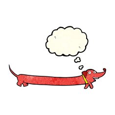 cartoon dachshund with thought bubble N7