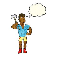 cartoon lumberjack with thought bubble N9