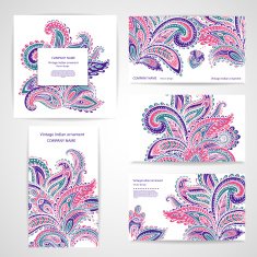 Set of banners with floral Indian ornaments can be used N9
