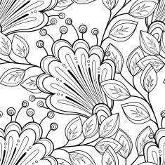 Vector Seamless Monochrome Floral Pattern N230