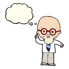 cartoon professor with thought bubble N8