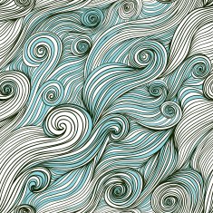 Vector seamless wave hand-drawn pattern