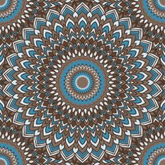brown and blue colored hand-drawing ornamental abstract seamless lace background