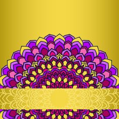ornamental floral abstract lace round isolated on bright yellow background