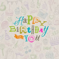 Hand drawn Happy Birthday greeting card
