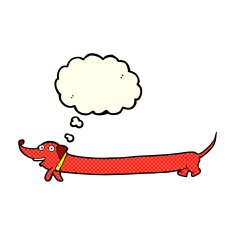cartoon dachshund with thought bubble N9