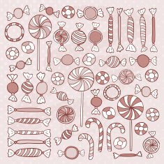 Sketch Candies Sweets Hand Drawn Objects Set