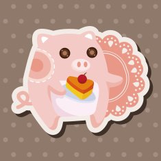 animal pig having afternoon tea theme elements N8