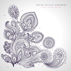 Beautiful Indian floral ornament Wedding Invitation Greeting c N6