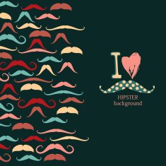 Hipster retro background with colorful mustache N2