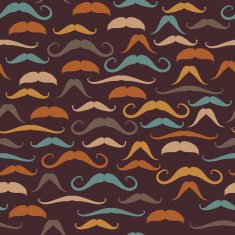 Hipster retro seamless pattern with colorful mustache N2