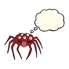 cartoon gross halloween spider with thought bubble N22