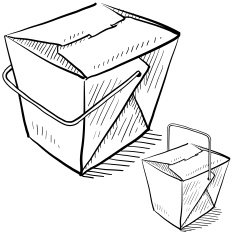 Chinese food takeout boxes sketch