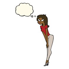cartoon attractive girl with thought bubble N20