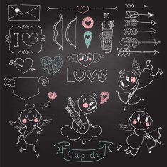 Cupids arrows hearts and other design elements