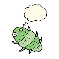 cartoon bug with thought bubble N39