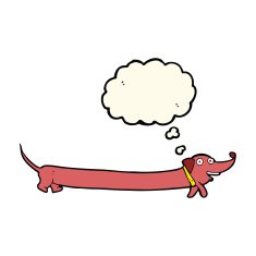 cartoon dachshund with thought bubble N15