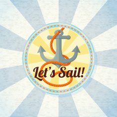 Nautical summer badge with anchor and rope