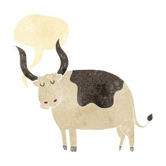 cartoon ox with speech bubble N9