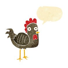 cartoon chicken with speech bubble N21