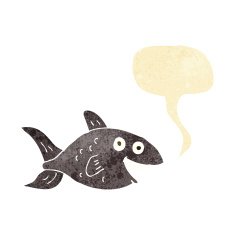cartoon fish with speech bubble N118