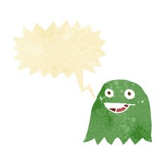 cartoon ghost with speech bubble N40