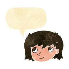 cartoon female face with speech bubble N182