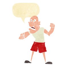 cartoon violent man with speech bubble N21