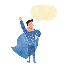 cartoon superhero with speech bubble N27