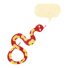 cartoon snake with speech bubble N91