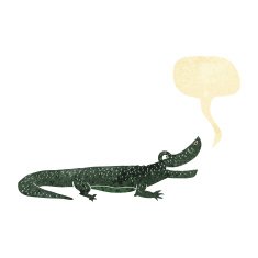cartoon happy crocodile with speech bubble N11