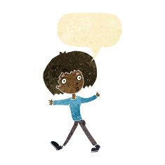 cartoon surprised man walking with speech bubble N12