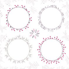 Set of 4 floral brown vector frames N2