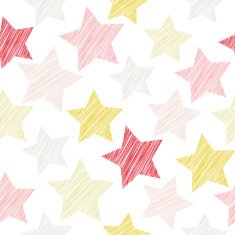 Sketch seamless pattern Red pink stars on white background