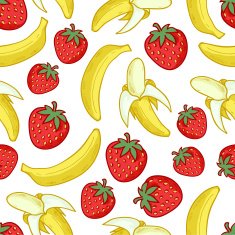 Strawberries and bananas seamless pattern