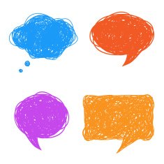 colorful hand drawn speech and thought bubbles N2